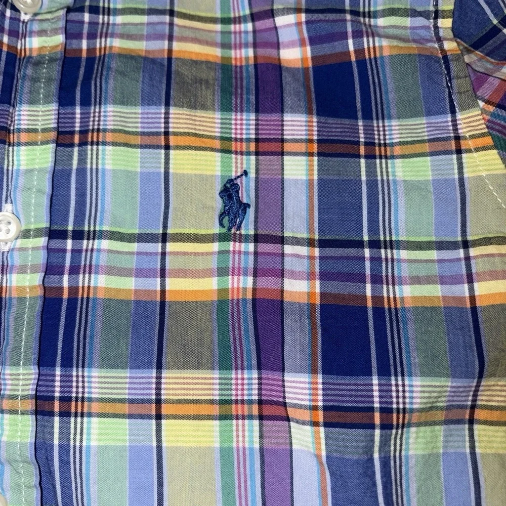 Ralph‎ Lauren Boys Button Down Shirt Size 7 Plaid Pony Logo Long Sleeve